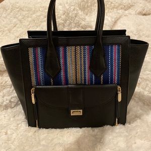 Henri Bendel Blue Straw Rivington Tote Handbag